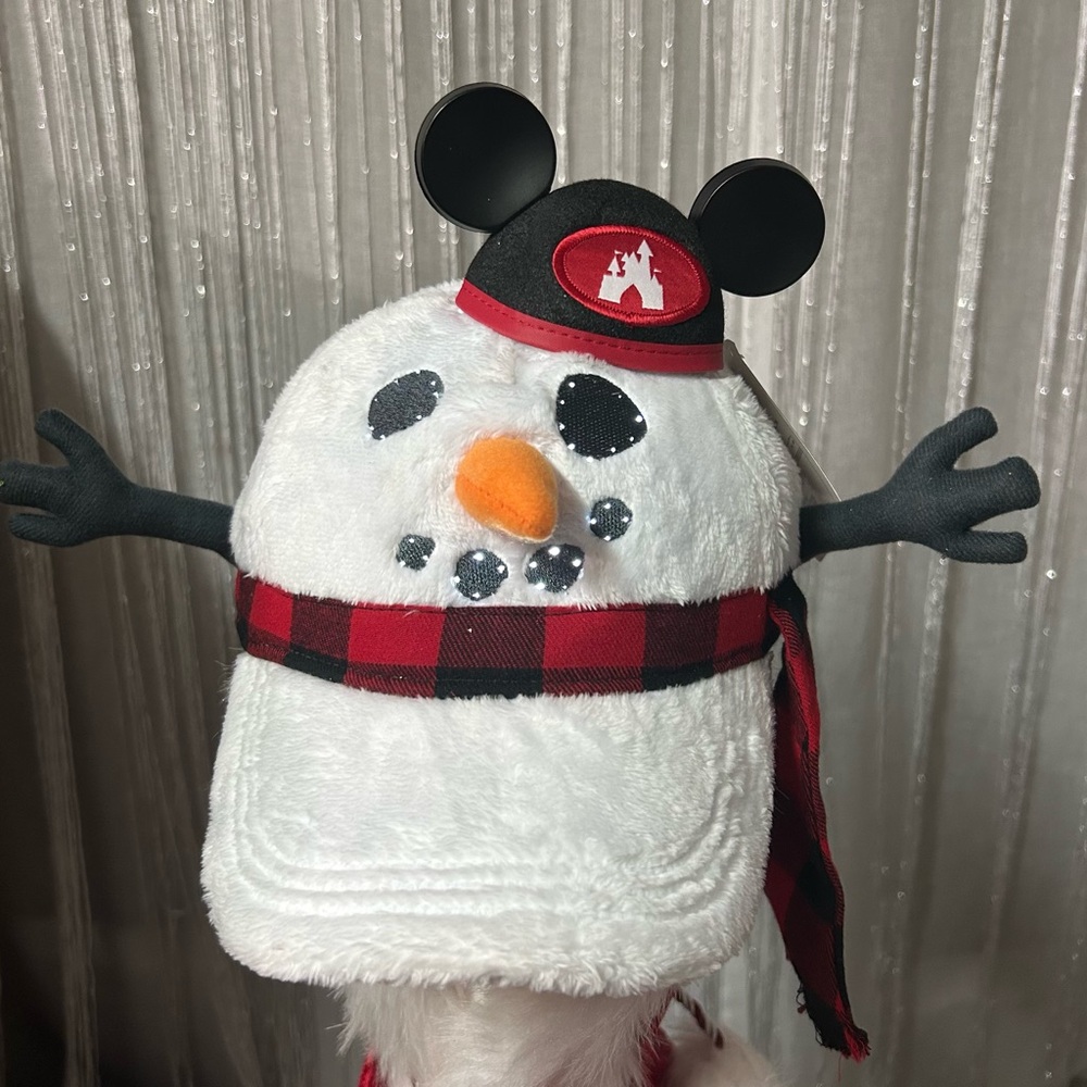 Snowman Costume Hat with Mouse Ears - White and Black